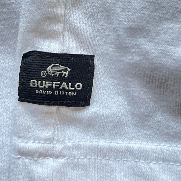 Buffalo David Bitton Men's Long Sleeve Tee White with Black Faux Leather Stripes - Picture 5 of 11